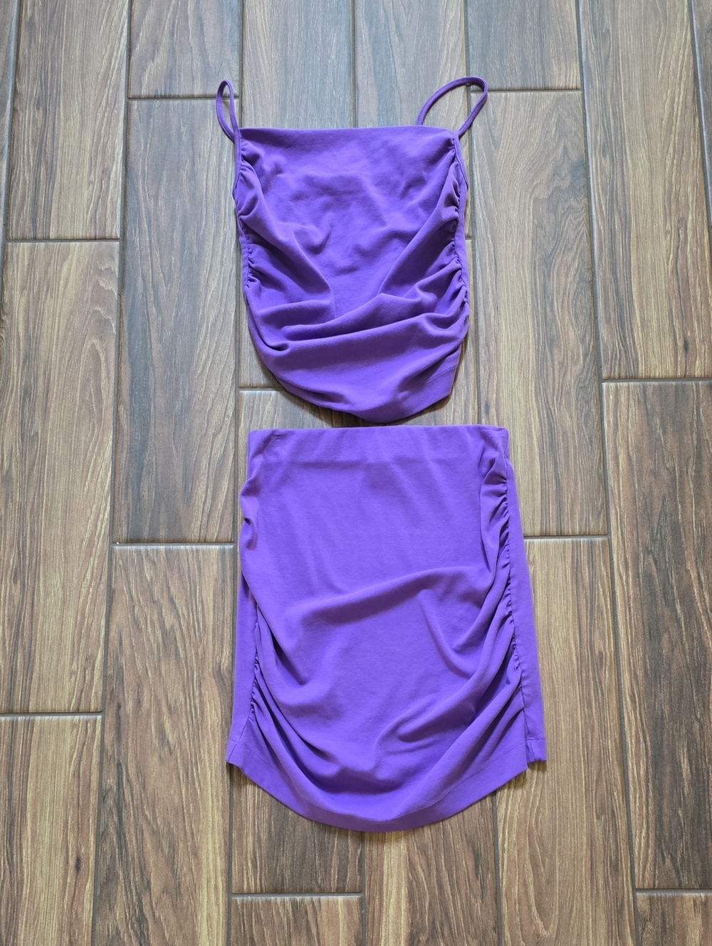 Zara Purple Ruched Mini Skirt Set
